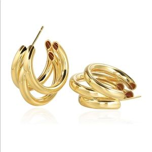 Gold Chunky Hoops, Twisted Hoop Earrings